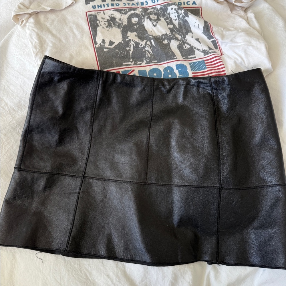 bebe Black Leather Mini Skirt